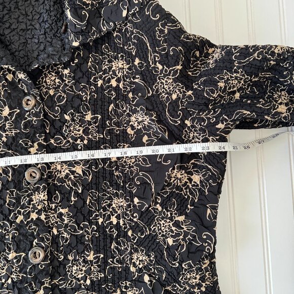 Coldwater Creek Jacket Womens Large Black Floral Reversible Collared Button Up - Picture 7 of 10